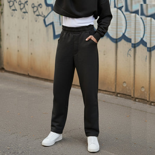 Uncuffed Baggy Sweatpants (Black)