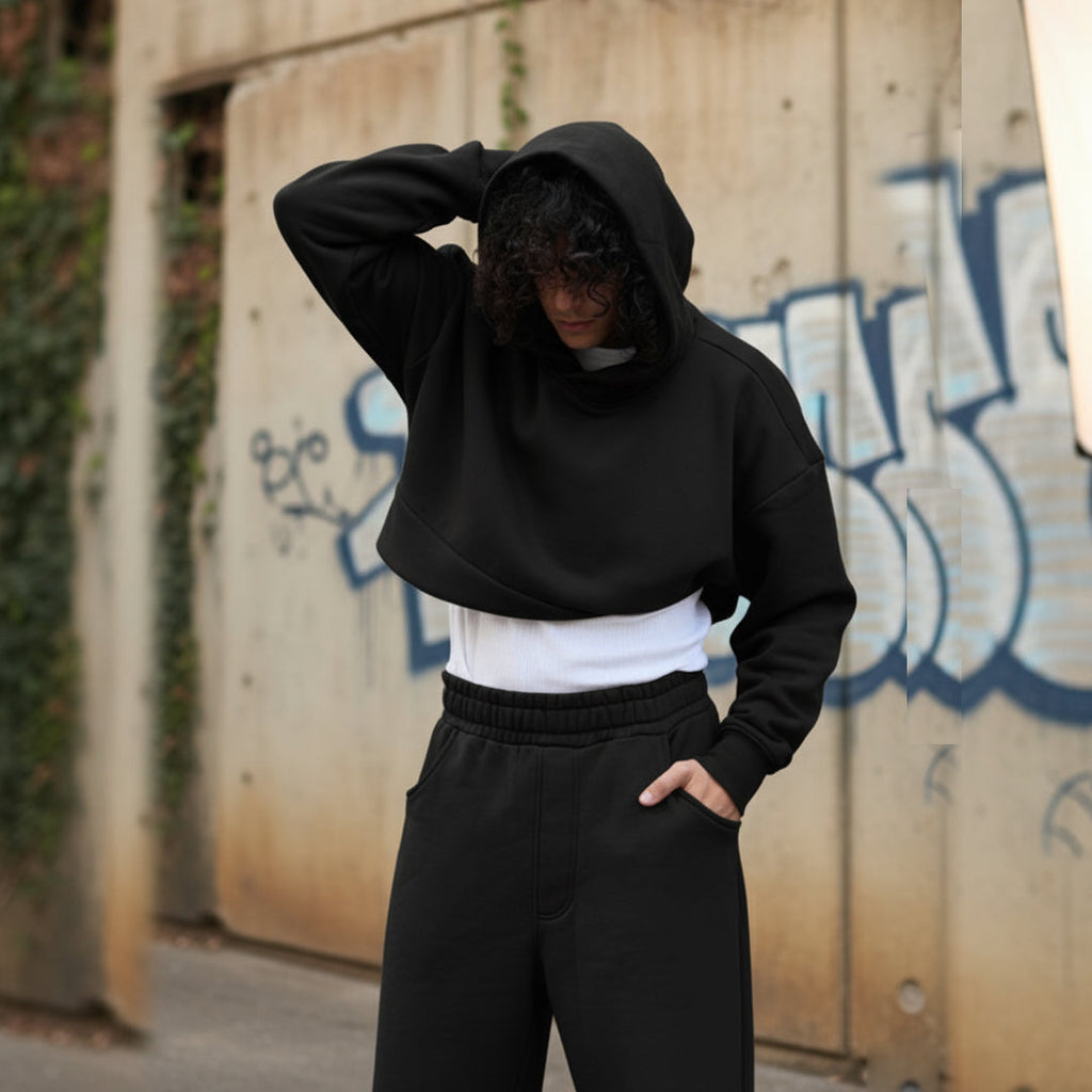 Uncuffed Baggy Sweatpants (Black)
